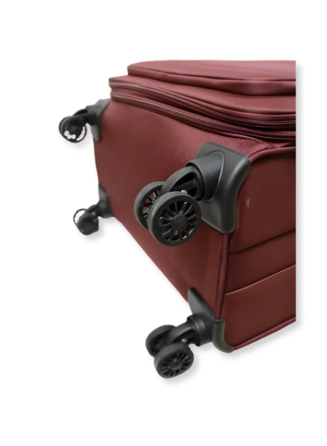 DKNY Dark Red DKNY Softside Luggage on Wheels for Unisex | Ultra Lightweight ABS on with Spinner Wheels 4 Color Dark Red  | Best Price UAE